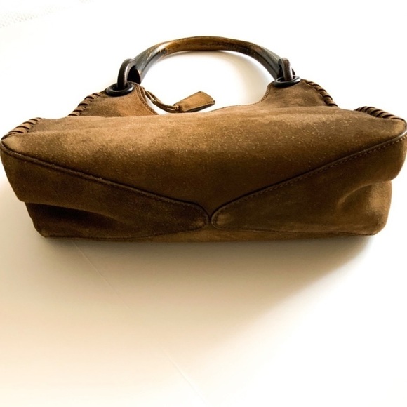 Tom Ford for Gucci Whipstitch Suede Wood-handle Bag - Picture 8 of 14